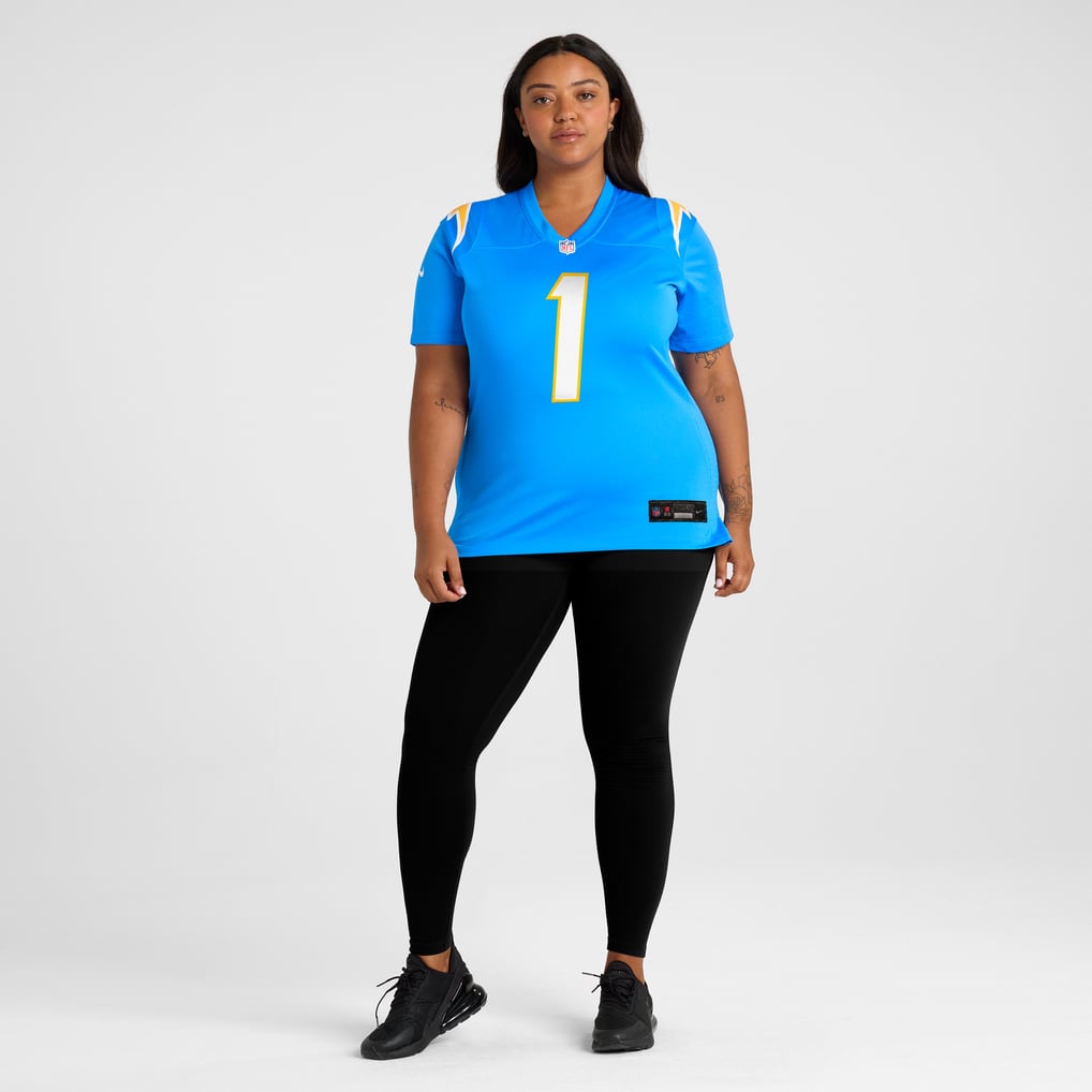 Women's Los Angeles Chargers Number 1 Mom Nike Powder Blue Game Jersey - Image 7