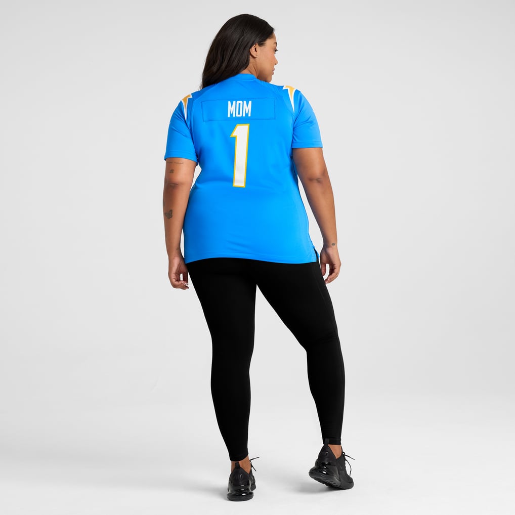 Women's Los Angeles Chargers Number 1 Mom Nike Powder Blue Game Jersey - Image 8