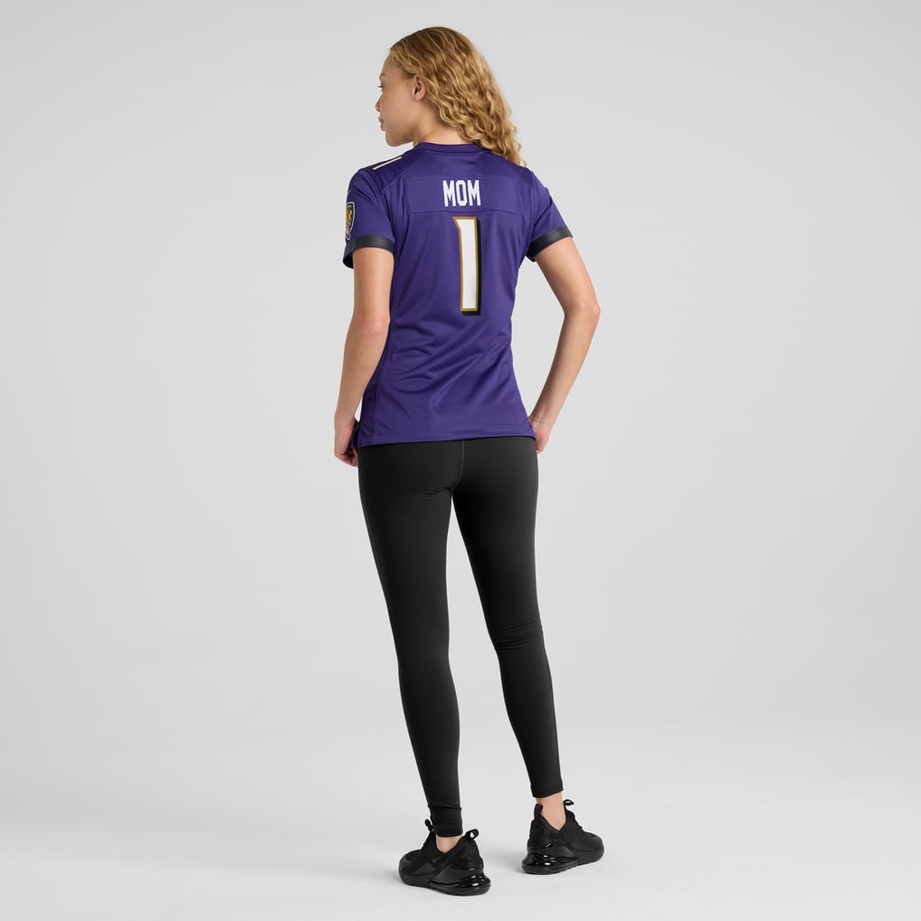 Women's Baltimore Ravens Number 1 Mom Nike Purple Game Jersey