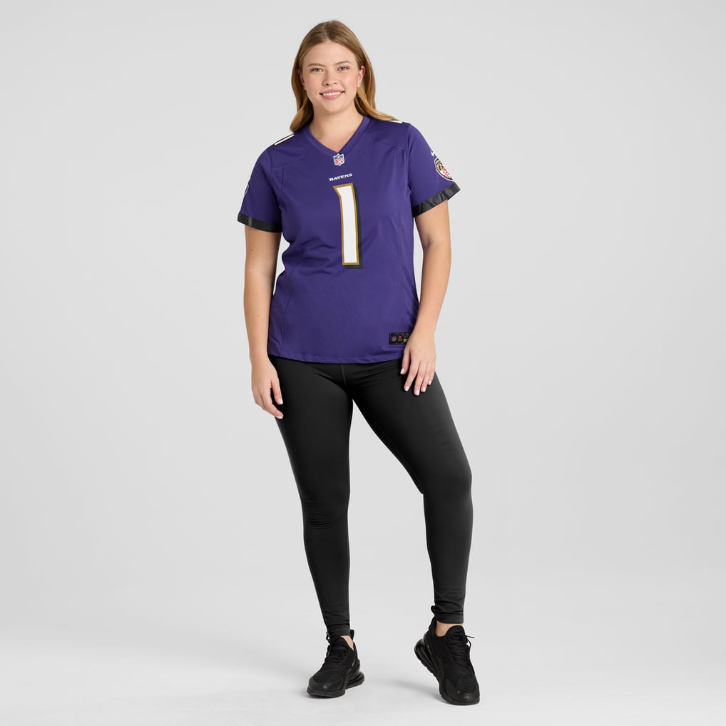 Women's Baltimore Ravens Number 1 Mom Nike Purple Game Jersey