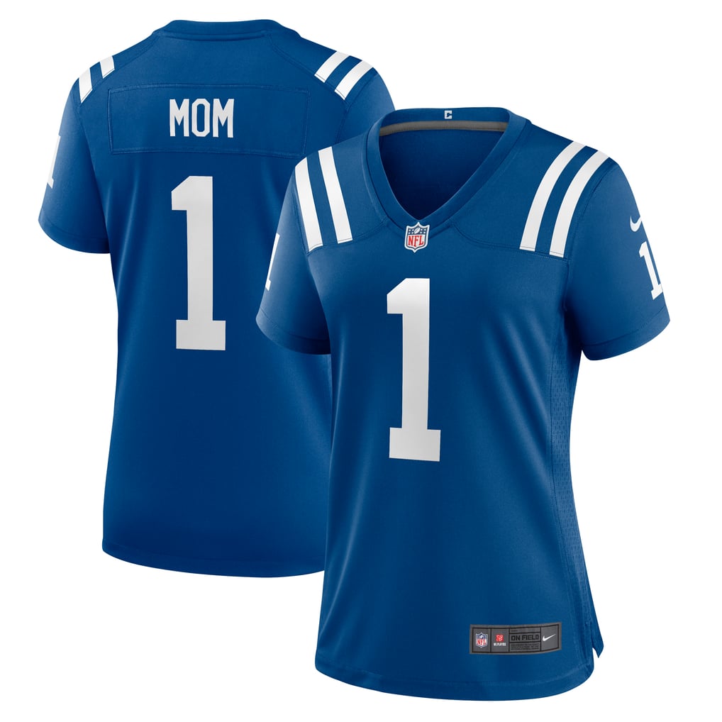 Women's Indianapolis Colts Number 1 Mom Nike Royal Game Jersey - Image 1