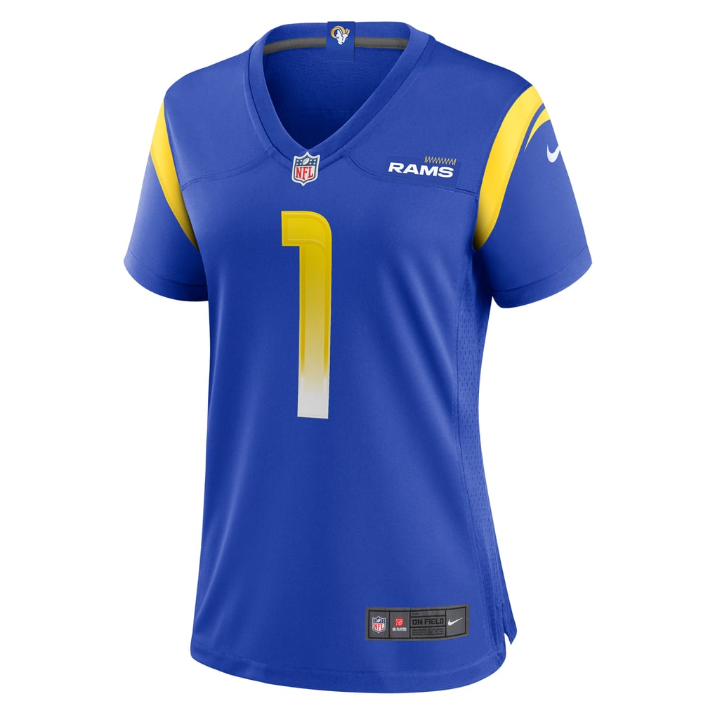 Women's Los Angeles Rams Number 1 Mom Nike Royal Game Jersey - Image 3