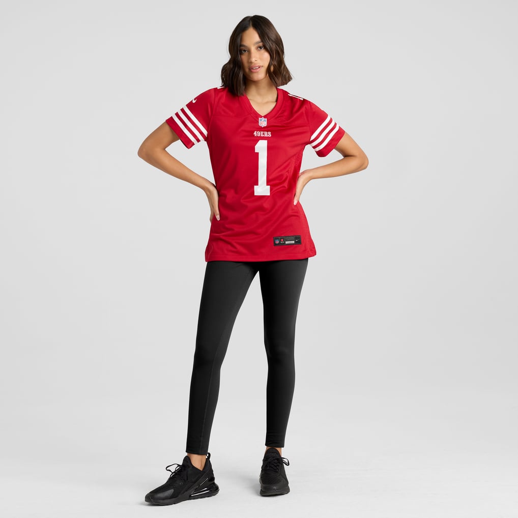 Women's San Francisco 49ers Number 1 Mom Nike Scarlet Game Jersey - Image 5