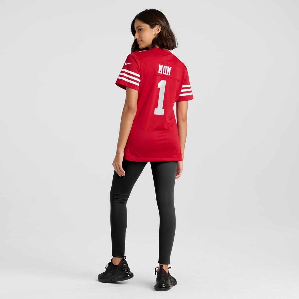 Women's San Francisco 49ers Number 1 Mom Nike Scarlet Game Jersey - Image 6