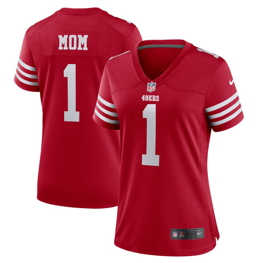 Women's San Francisco 49ers Number 1 Mom Nike Scarlet Game Jersey - Image 1