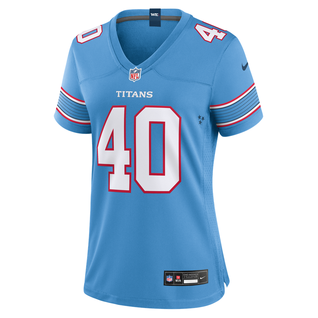 Women's Tennessee Titans Owen Pappoe Nike Light Blue Team Game Jersey - Image 3