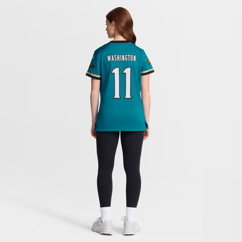Women's Jacksonville Jaguars Parker Washington Nike Teal Alternate Prowler Throwback Game Jersey - Image 4