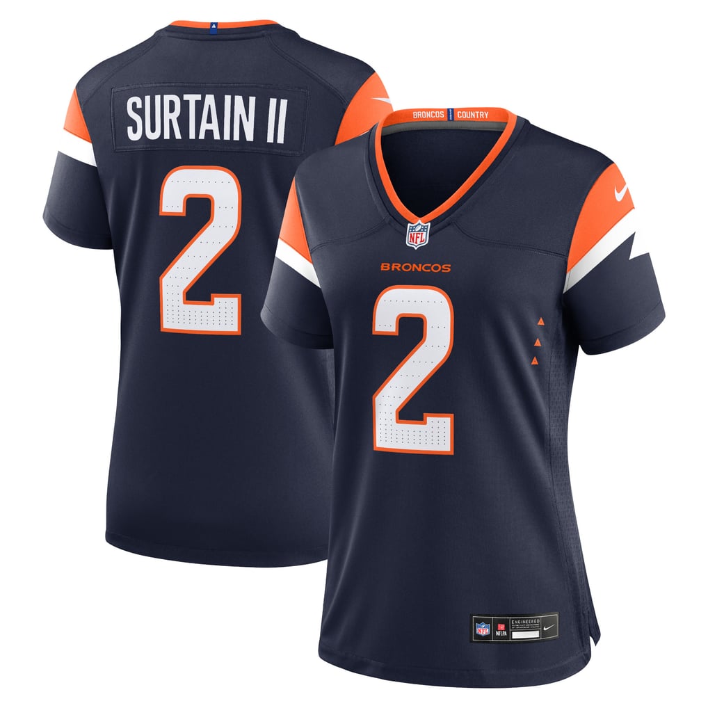 Women's Denver Broncos Patrick Surtain II Nike Navy Alternate Game Jersey - Image 2