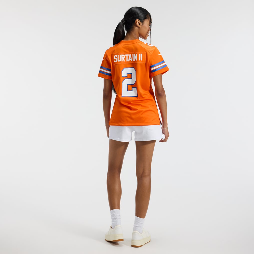 Women's Denver Broncos Patrick Surtain II Nike Orange Mile High Collection 1977 Throwback Player Game Jersey - Image 6