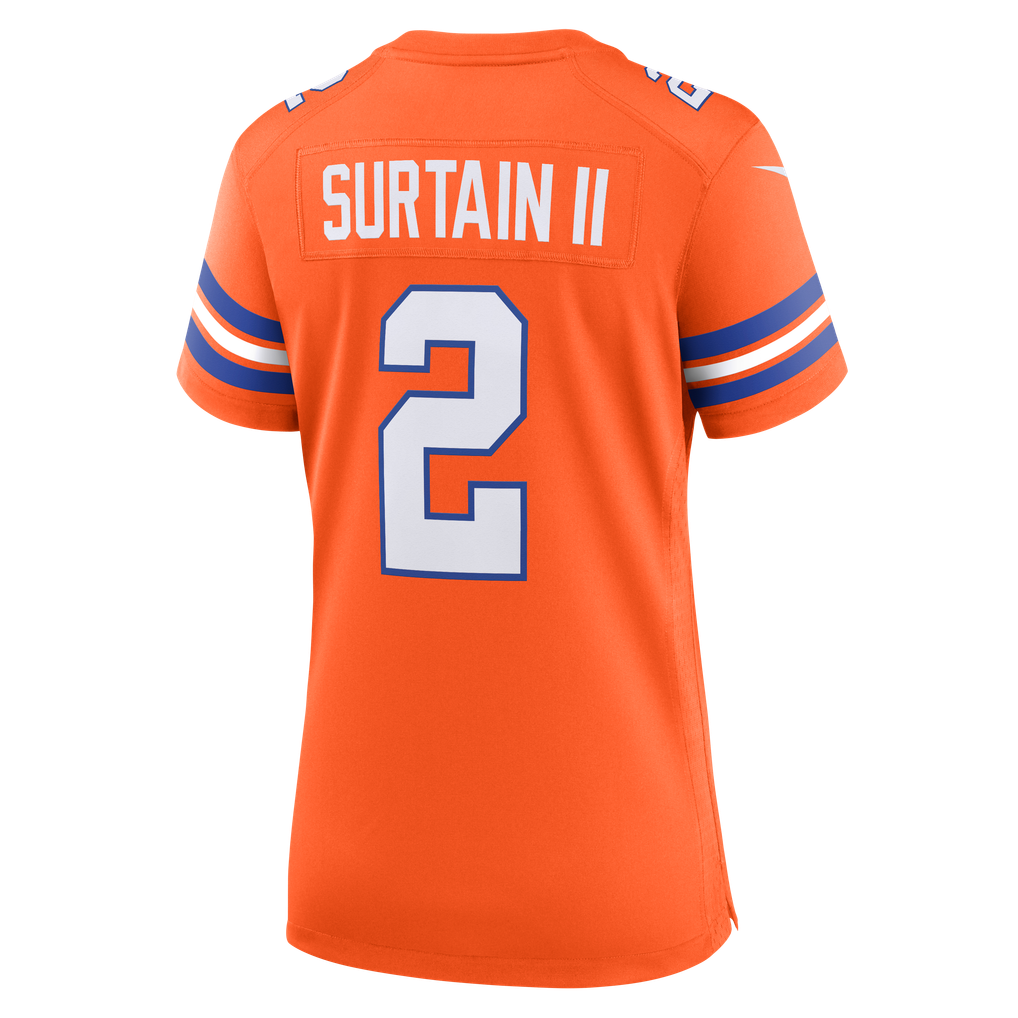 Women's Denver Broncos Patrick Surtain II Nike Orange Mile High Collection 1977 Throwback Player Game Jersey - Image 8