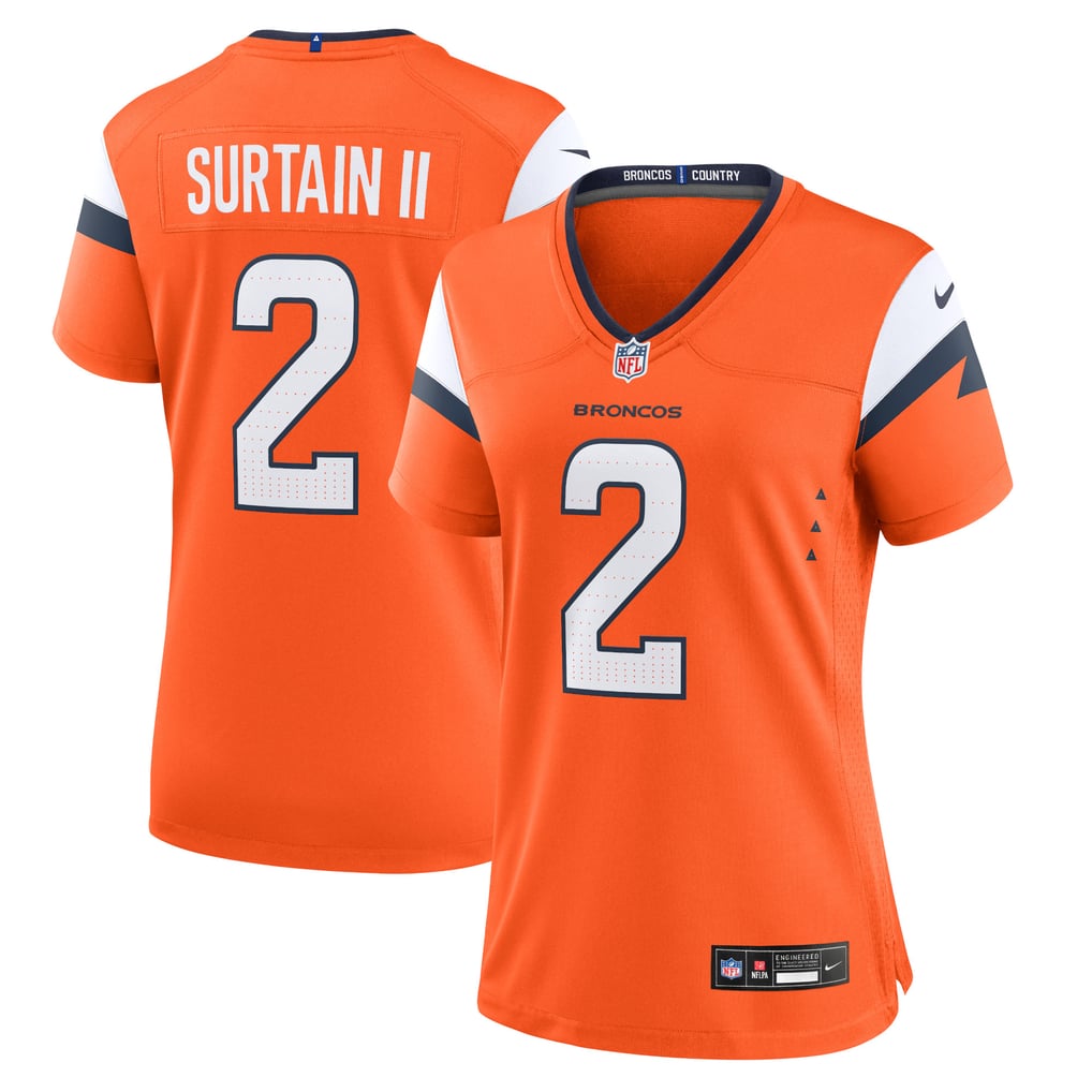 Women's Denver Broncos Patrick Surtain II Nike Orange Team Game Jersey - Image 2