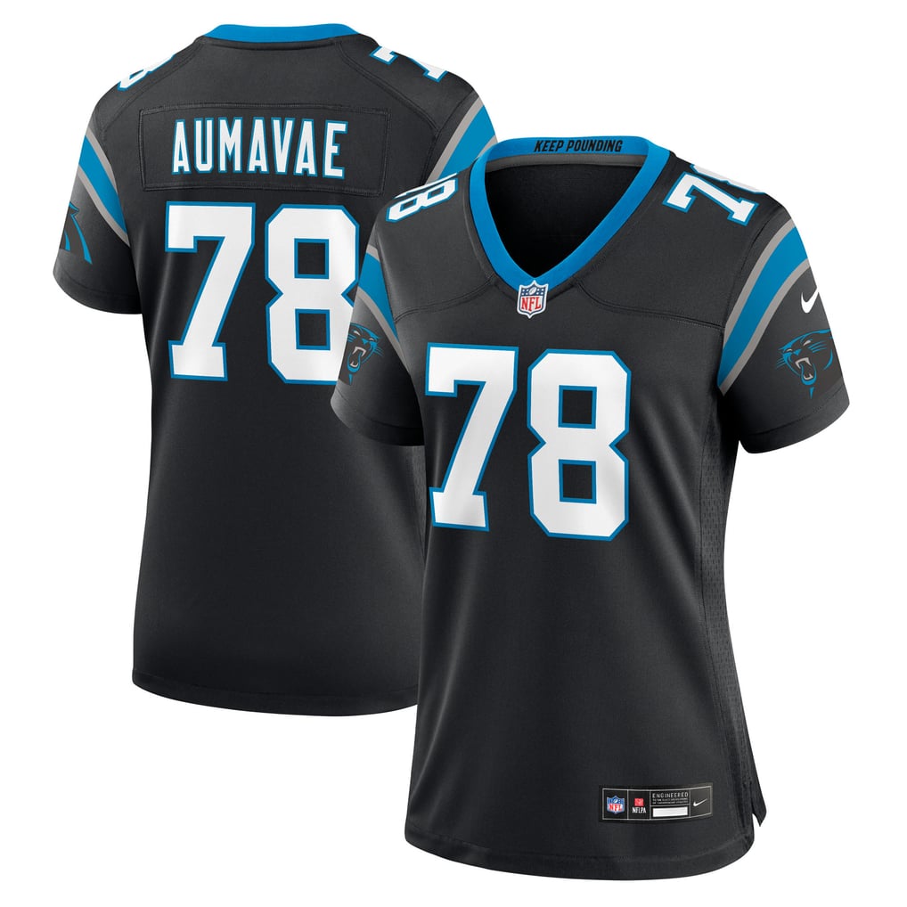 Women's Carolina Panthers Popo Aumavae Nike Black Team Game Jersey - Image 2