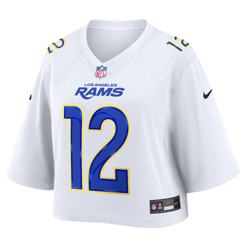Women's Los Angeles Rams Puka Nacua Nike White Cropped Fashion Game Jersey - Image 3