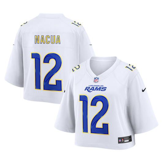 Women's Los Angeles Rams Puka Nacua Nike White Cropped Fashion Game Jersey - Image 1