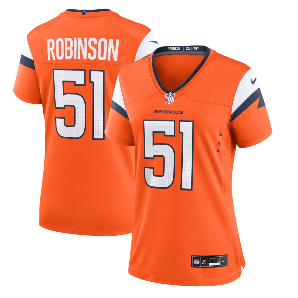 Women's Denver Broncos Que Robinson Nike  Orange Team Game Jersey - Image 1