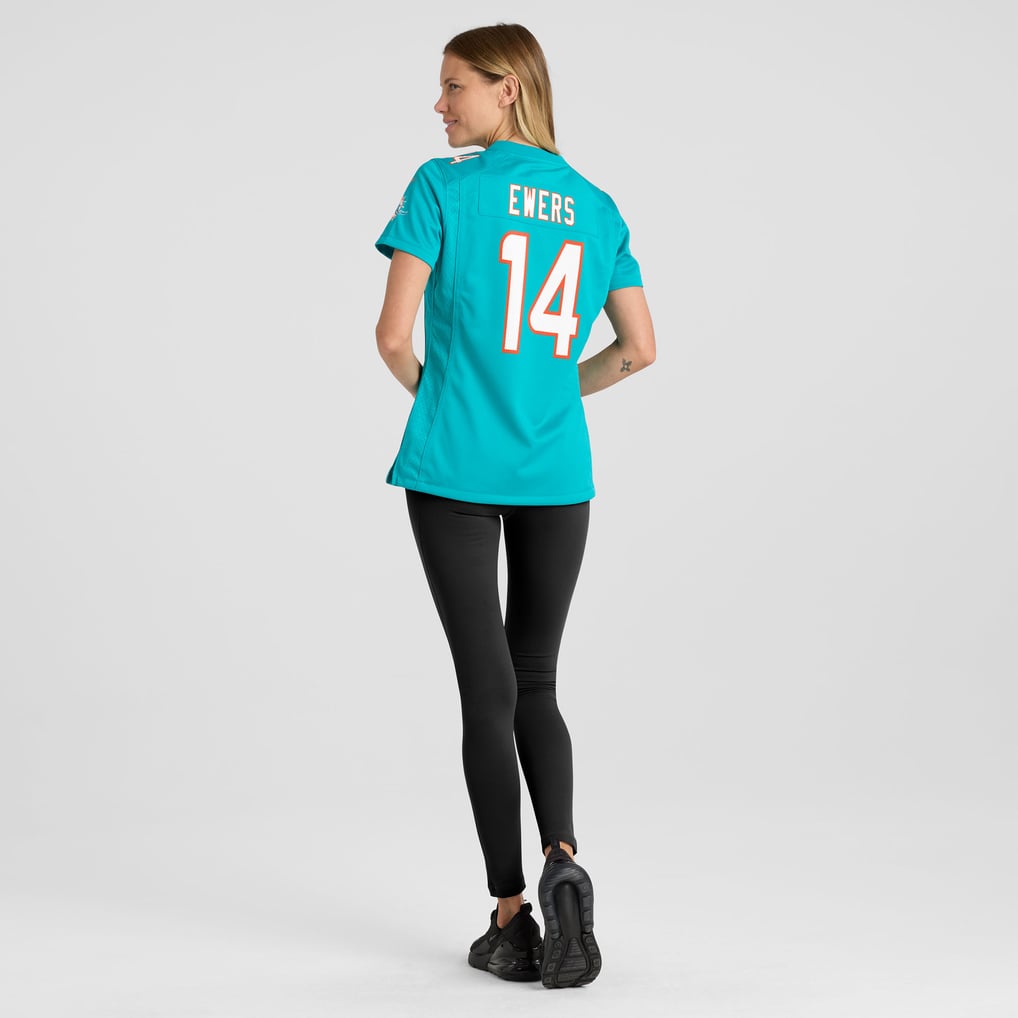 Women's Miami Dolphins Quinn Ewers Nike  Aqua Team Game Jersey - Image 6