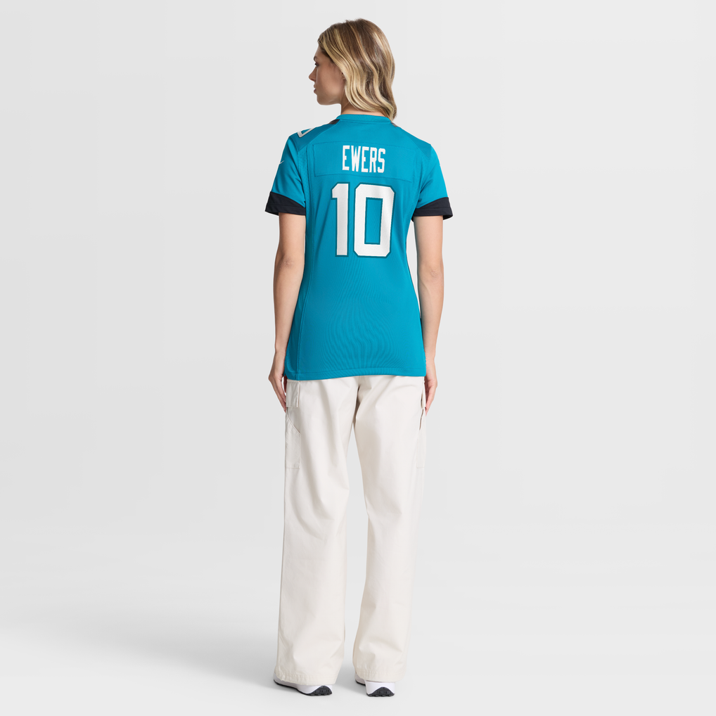 Women's Jacksonville Jaguars Quinn Ewers Nike Teal Team Game Jersey - Image 4