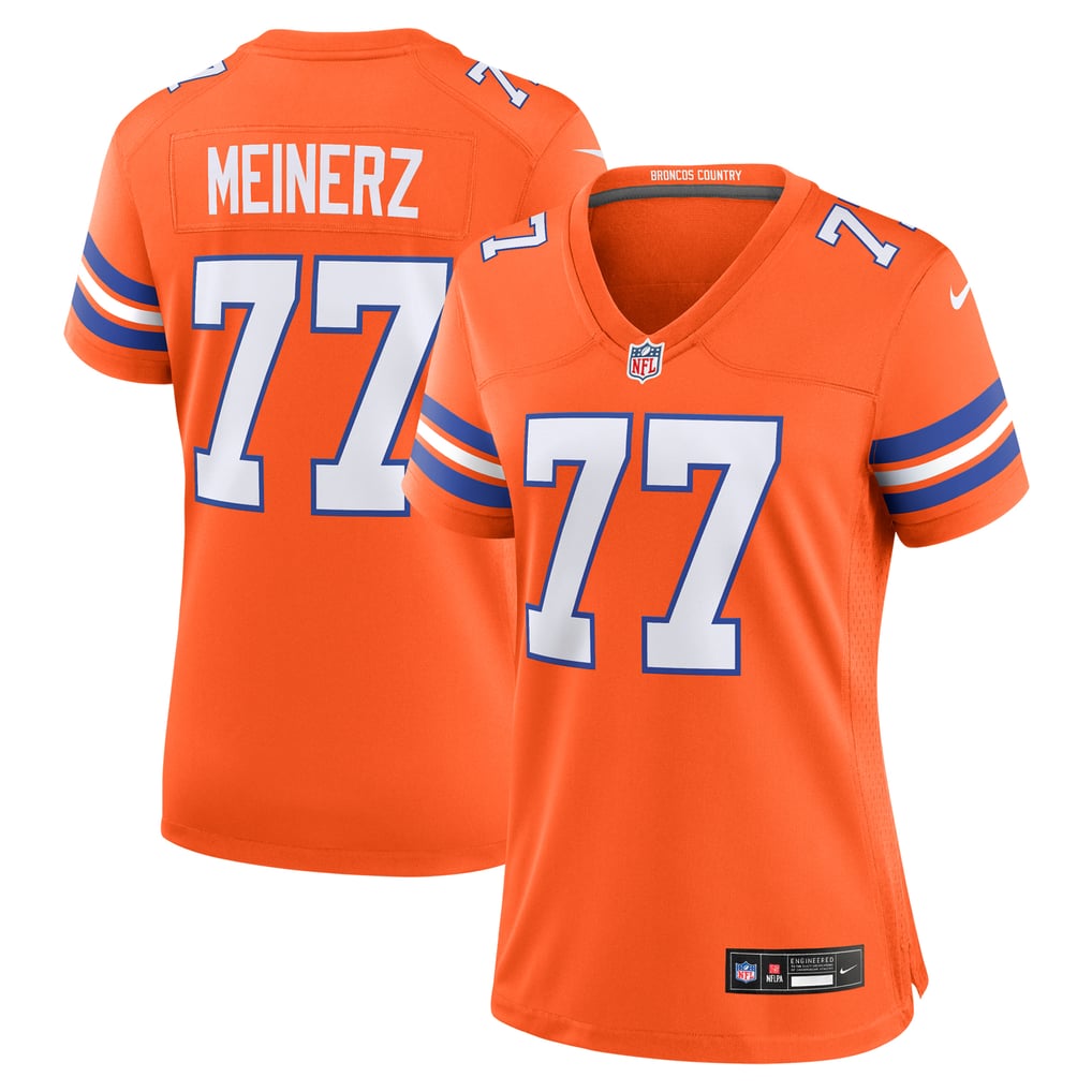 Women's Denver Broncos Quinn Meinerz Nike Orange Mile High Collection 1977 Throwback Player Game Jersey - Image 2