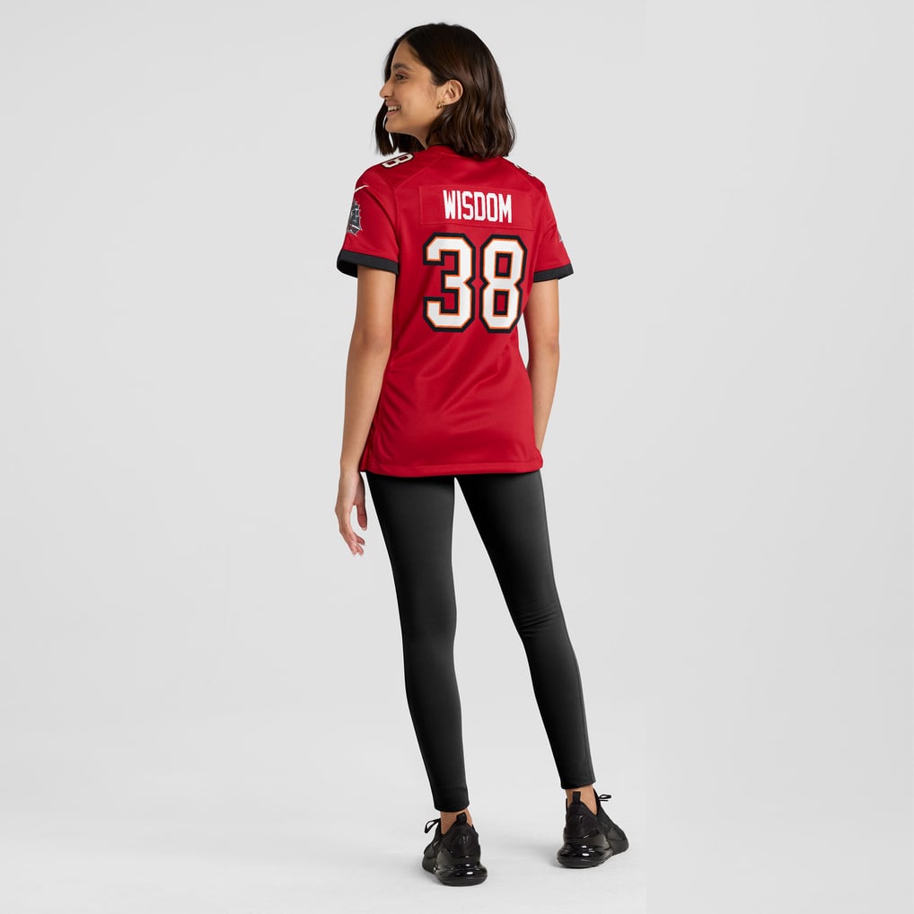 Women's Tampa Bay Buccaneers Rashad Wisdom Nike  Red Team Game Jersey - Image 6