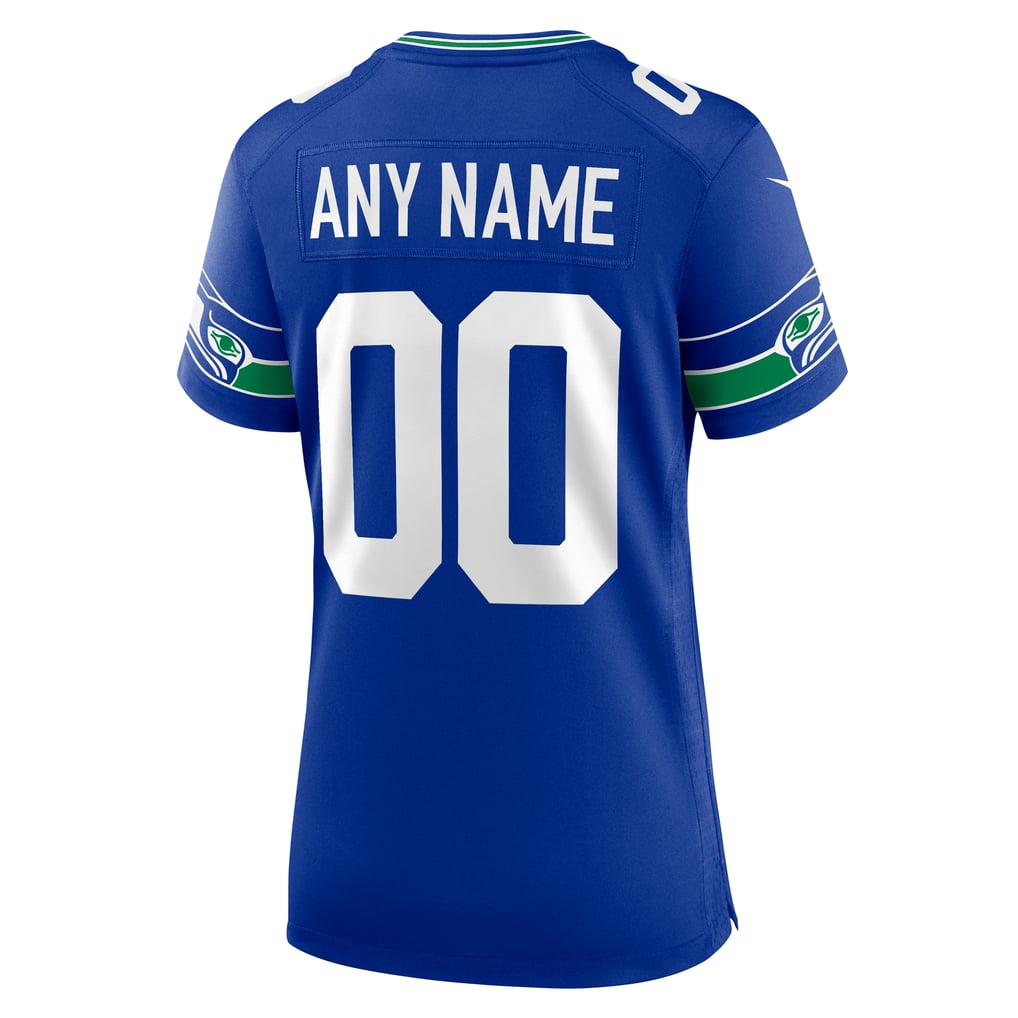 Women's Seattle Seahawks Nike Royal Throwback Custom Jersey - Image 4