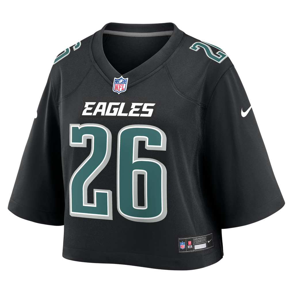 Women's Philadelphia Eagles Saquon Barkley Nike Black Cropped Fashion Game Jersey - Image 3