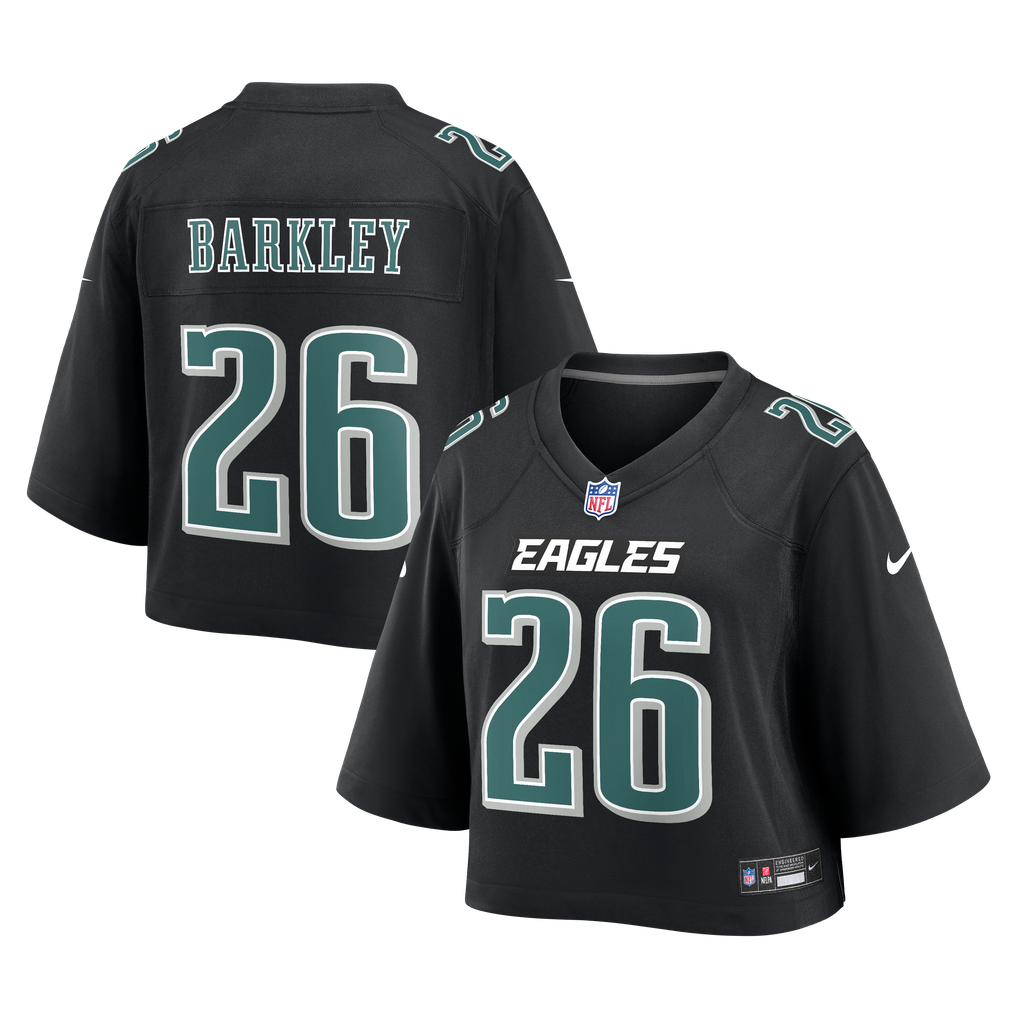Women's Philadelphia Eagles Saquon Barkley Nike Black Cropped Fashion Game Jersey - Image 1