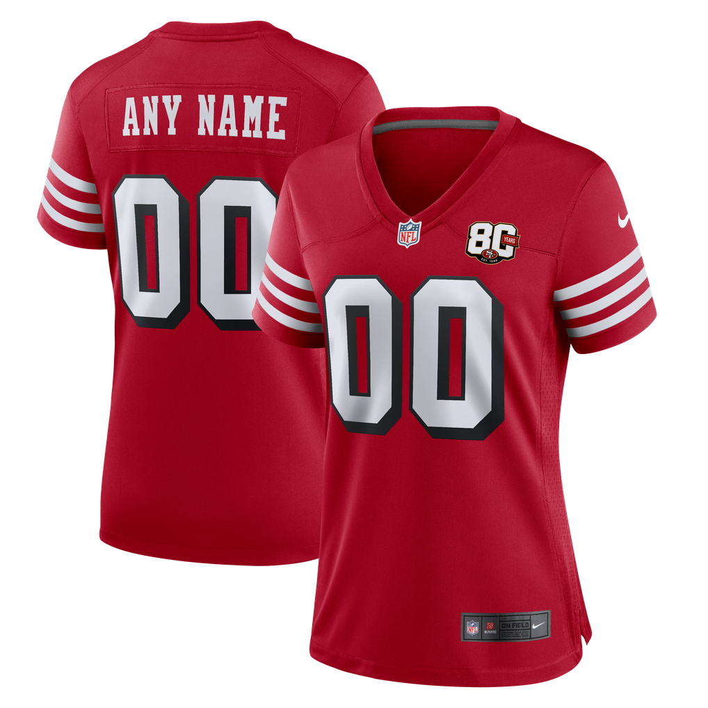 Women's San Francisco 49ers Nike Scarlet 80th Anniversary Alternate Custom Game Jersey - Image 2