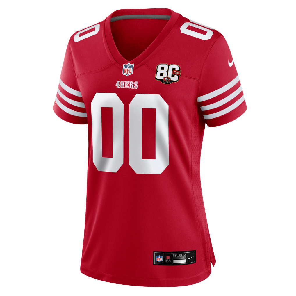 Women's San Francisco 49ers Nike Scarlet 80th Anniversary Custom Game Jersey - Image 7