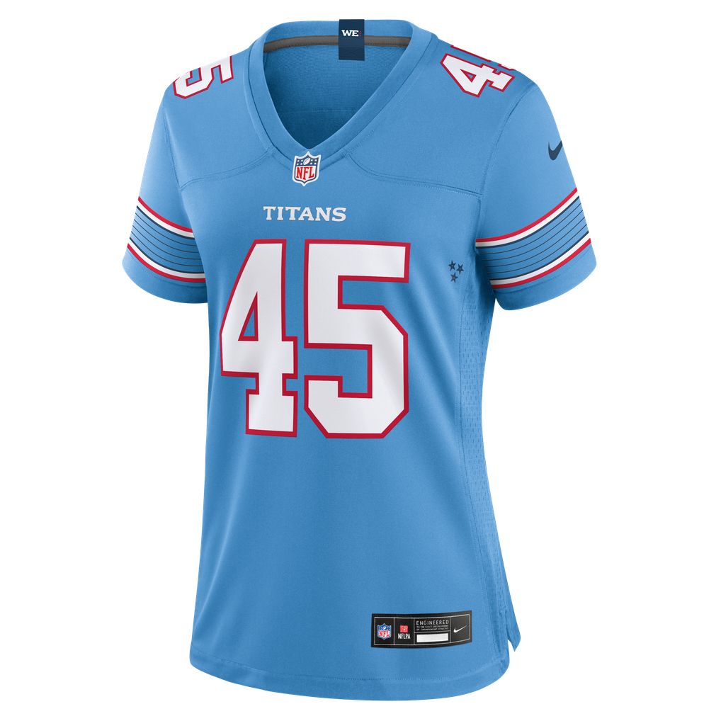 Women's Tennessee Titans Shemar Bartholomew Nike Light Blue Team Game Jersey - Image 3