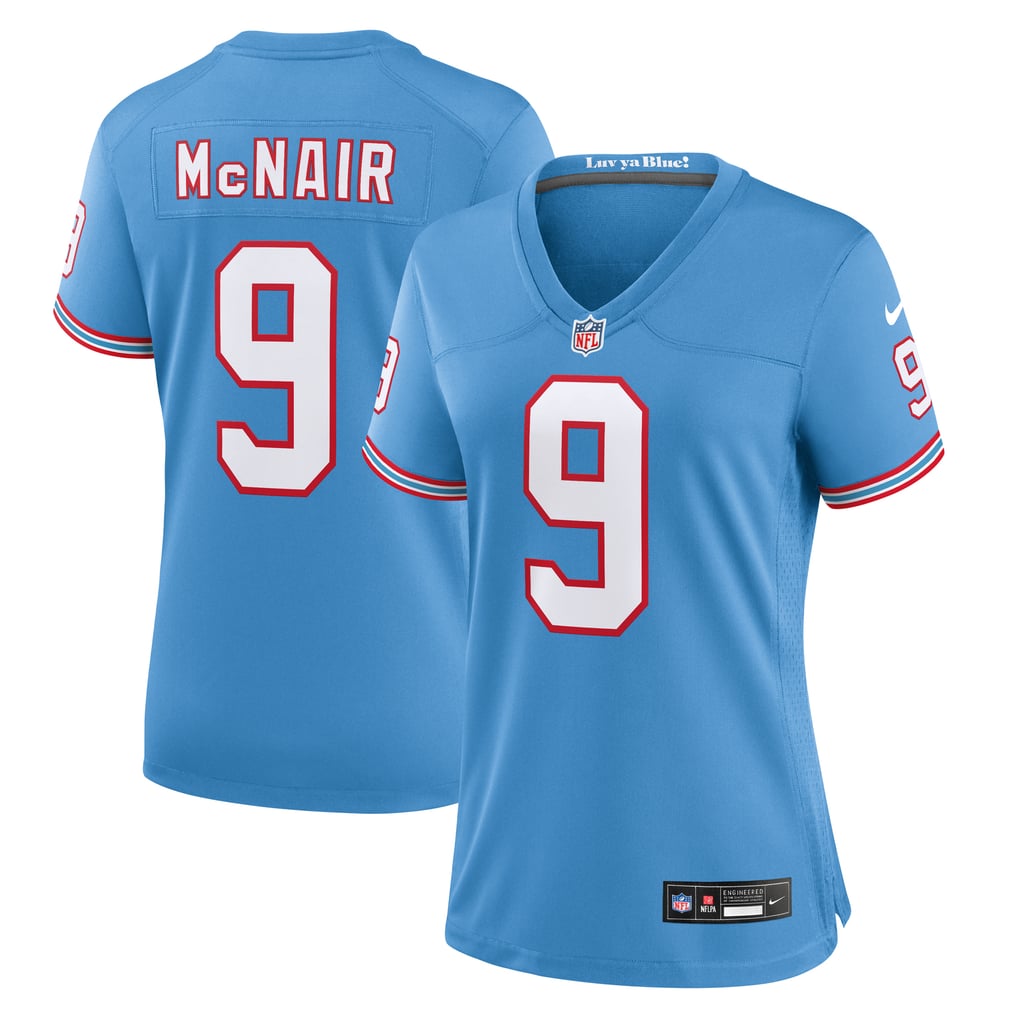 Women's Tennessee Titans Steve McNair Nike Light Blue Oilers Throwback Retired Player Game Jersey - Image 1