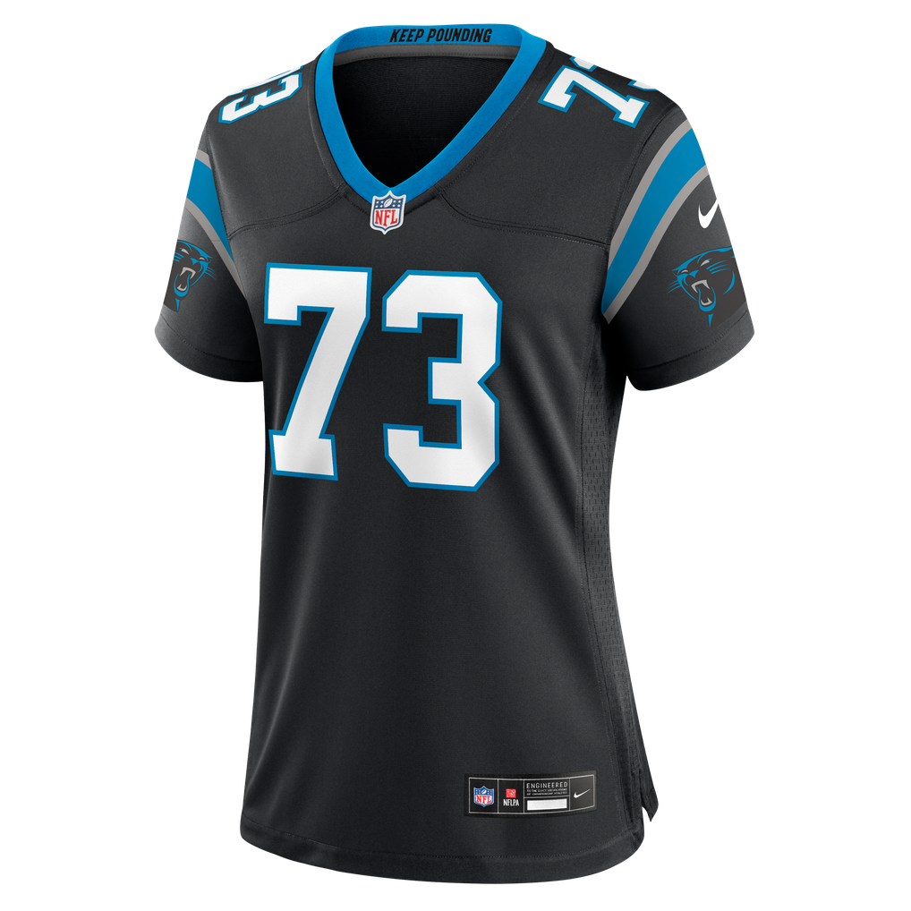 Women's Carolina Panthers Stone Forsythe Nike Black Team Game Jersey - Image 7