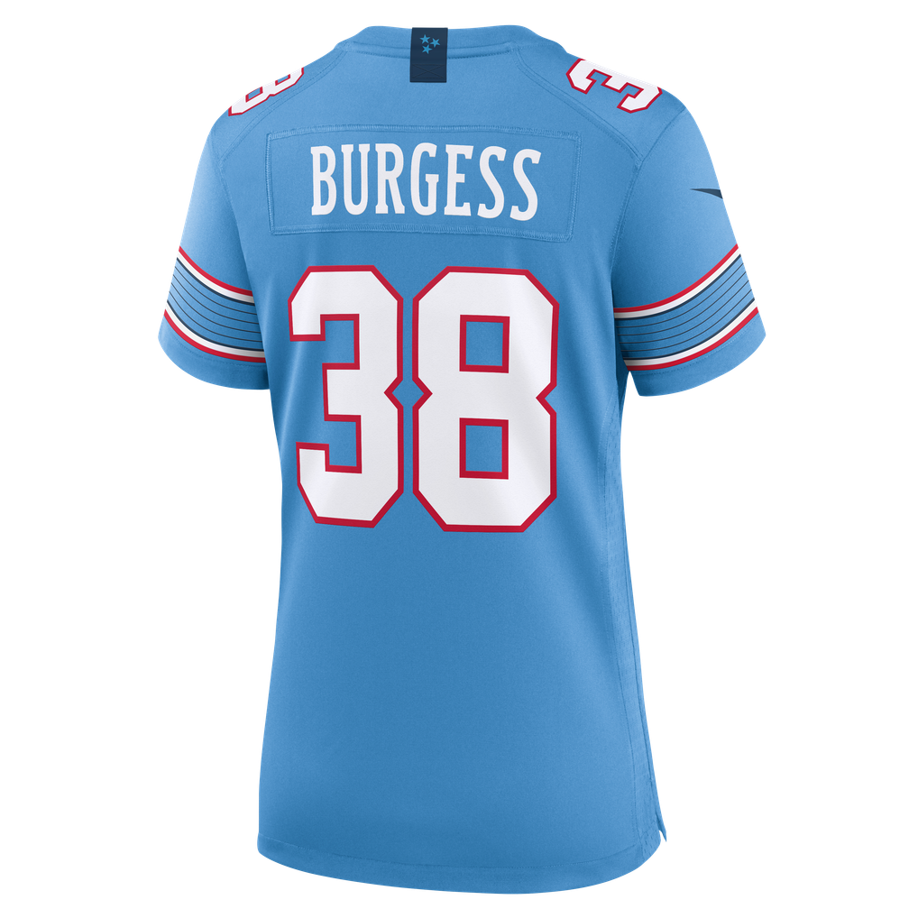 Women's Tennessee Titans Terrell Burgess Nike Light Blue Team Game Jersey - Image 4