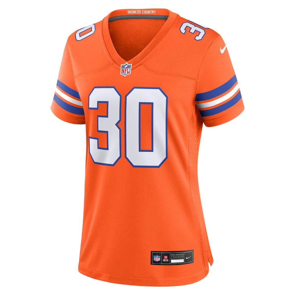 Women's Denver Broncos Terrell Davis Nike Orange Mile High Collection 1977 Throwback Retired Player Game Jersey - Image 3