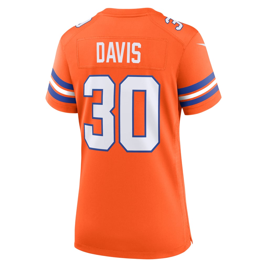 Women's Denver Broncos Terrell Davis Nike Orange Mile High Collection 1977 Throwback Retired Player Game Jersey - Image 4