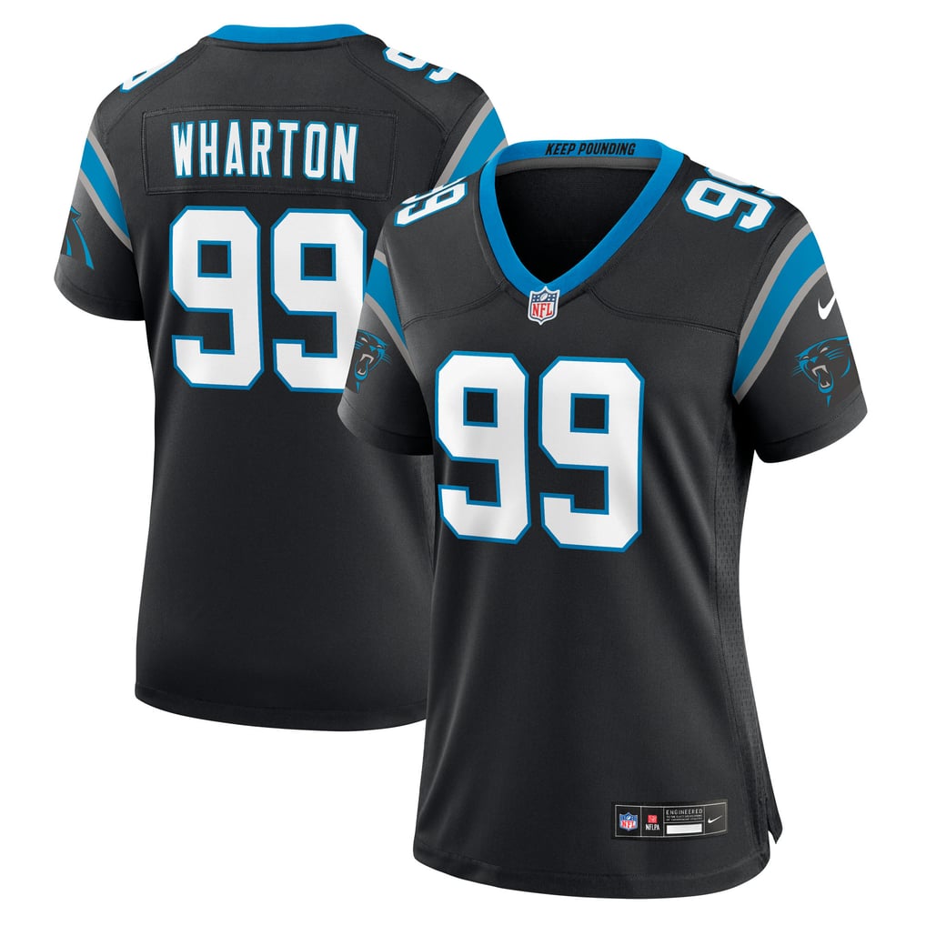 Women's Carolina Panthers Tershawn Wharton Nike Black Team Game Jersey - Image 2