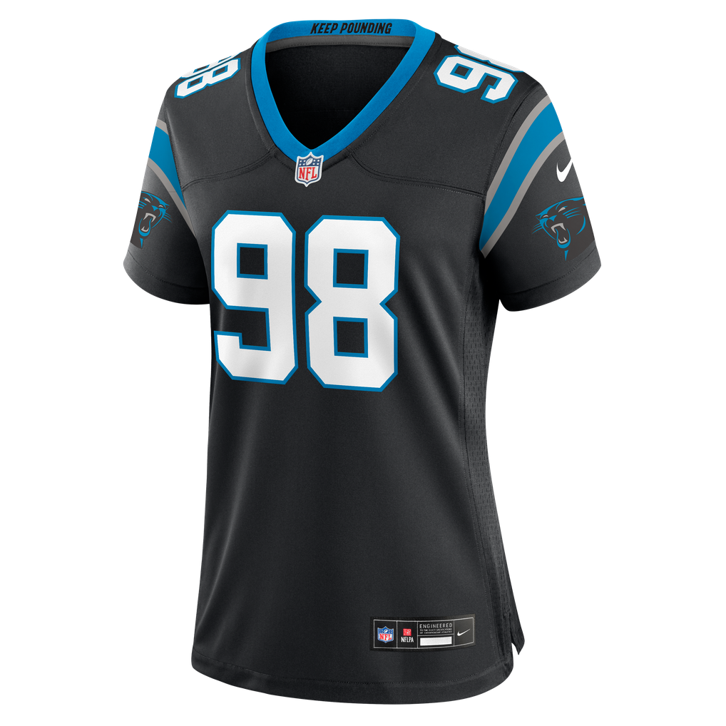 Women's Carolina Panthers Tershawn Wharton Nike Black Team Game Jersey - Image 7