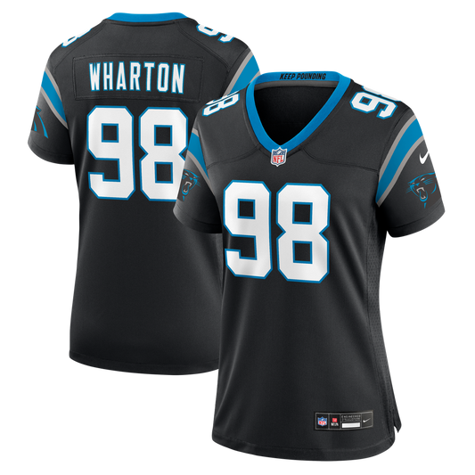 Women's Carolina Panthers Tershawn Wharton Nike Black Team Game Jersey - Image 1