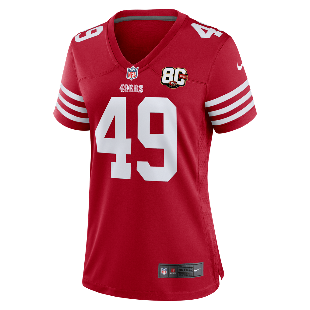 Women's San Francisco 49ers The Faithful Nike Scarlet 80th Anniversary Game Jersey - Image 3