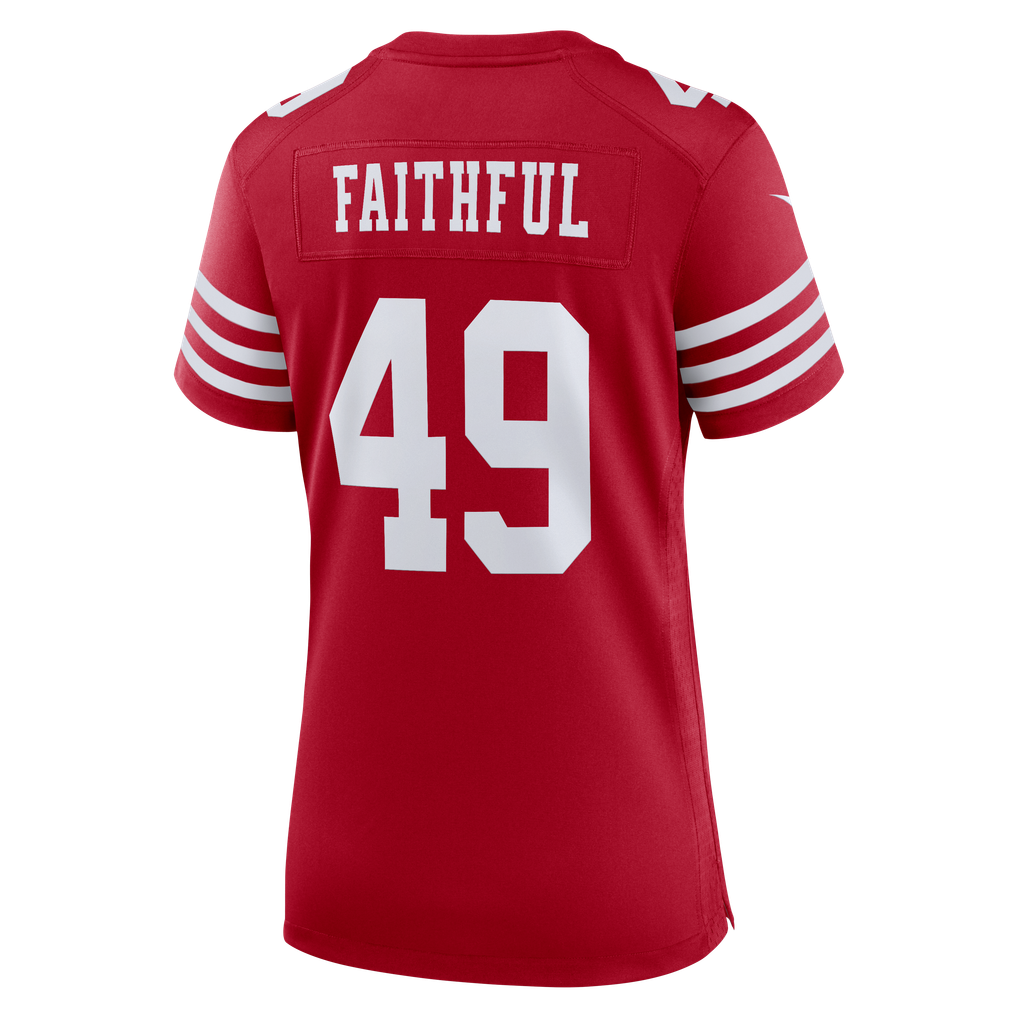 Women's San Francisco 49ers The Faithful Nike Scarlet 80th Anniversary Game Jersey - Image 4