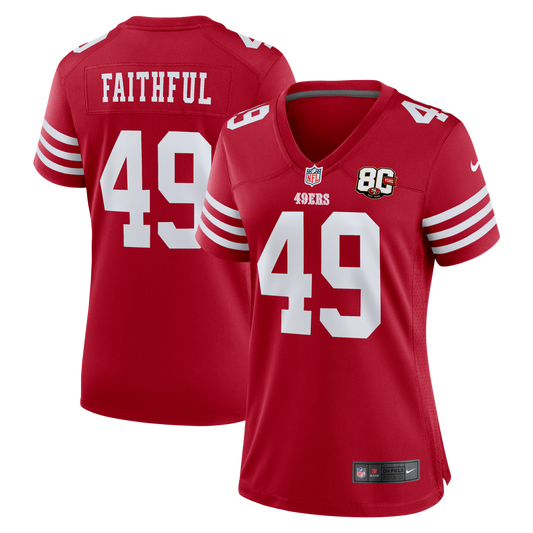 Women's San Francisco 49ers The Faithful Nike Scarlet 80th Anniversary Game Jersey - Image 1