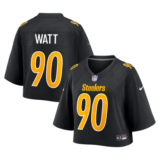 Women's Pittsburgh Steelers T.J. Watt Nike Black Cropped Fashion Game Jersey - Image 1