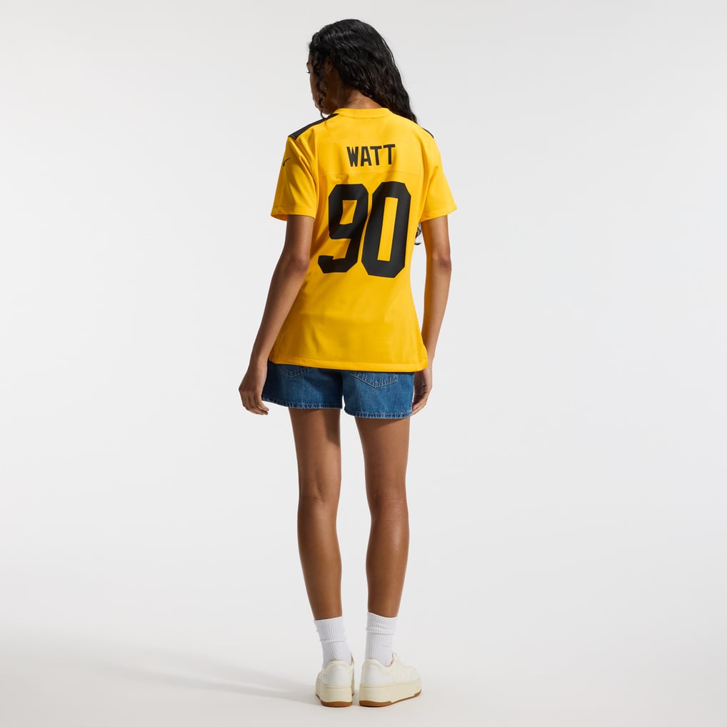 Women's Pittsburgh Steelers T.J. Watt Nike Gold Alternate 1933 Throwback Game Jersey - Image 6