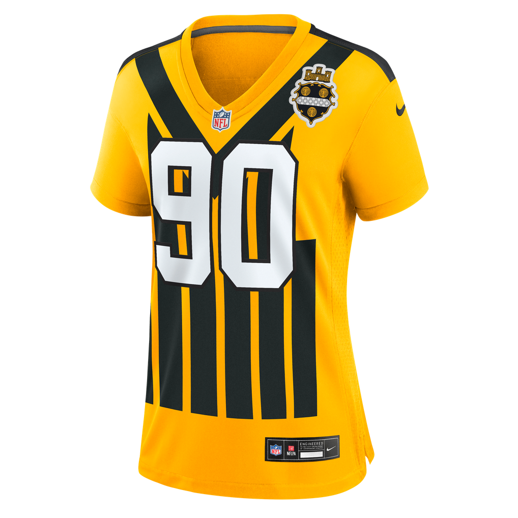 Women's Pittsburgh Steelers T.J. Watt Nike Gold Alternate 1933 Throwback Game Jersey - Image 7