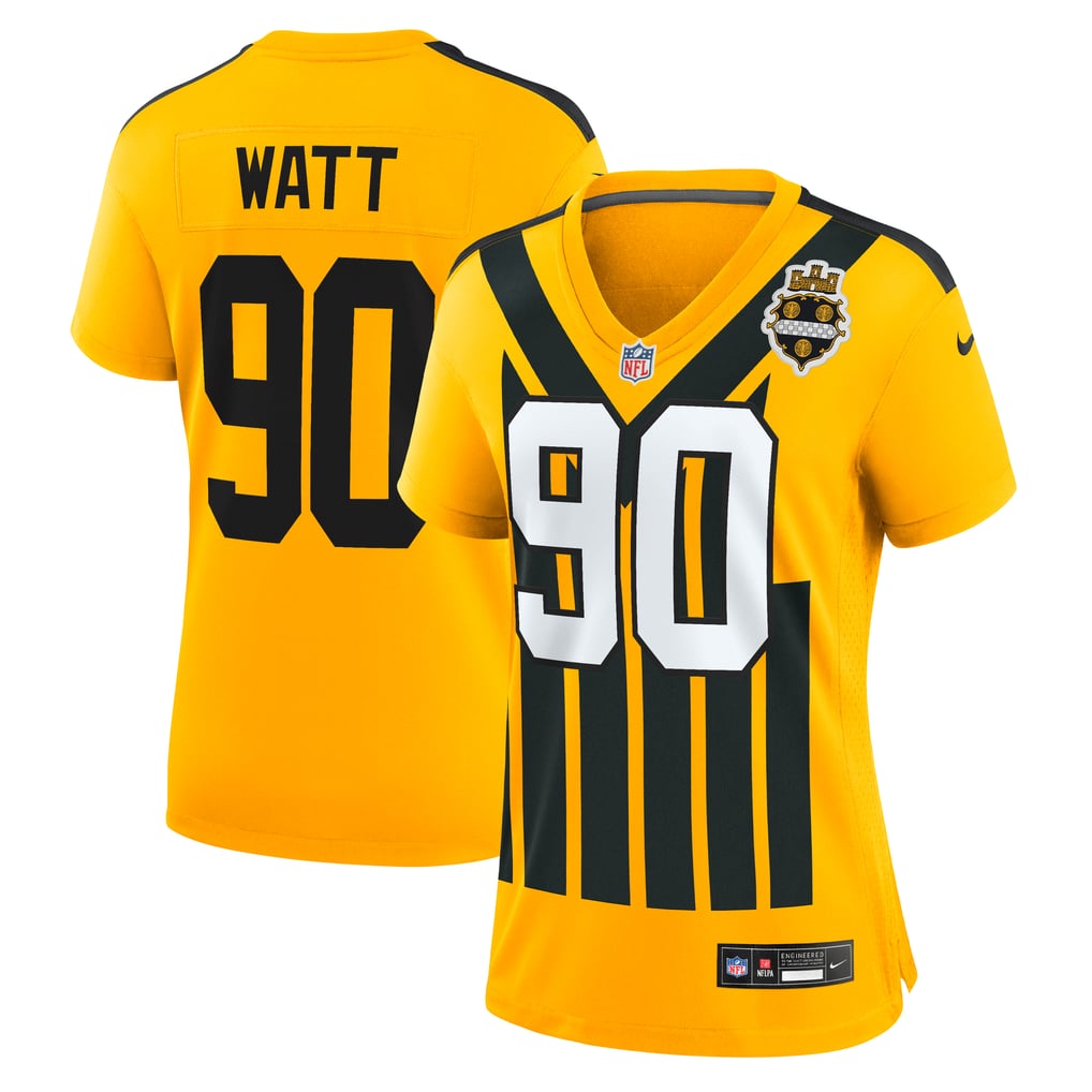 Women's Pittsburgh Steelers T.J. Watt Nike Gold Alternate 1933 Throwback Game Jersey - Image 1