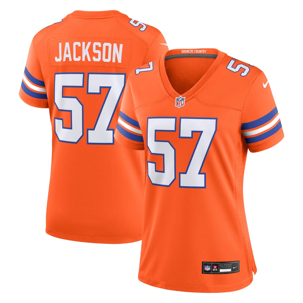 Women's Denver Broncos Tom Jackson Nike Orange Mile High Collection 1977 Throwback Retired Player Game Jersey - Image 1