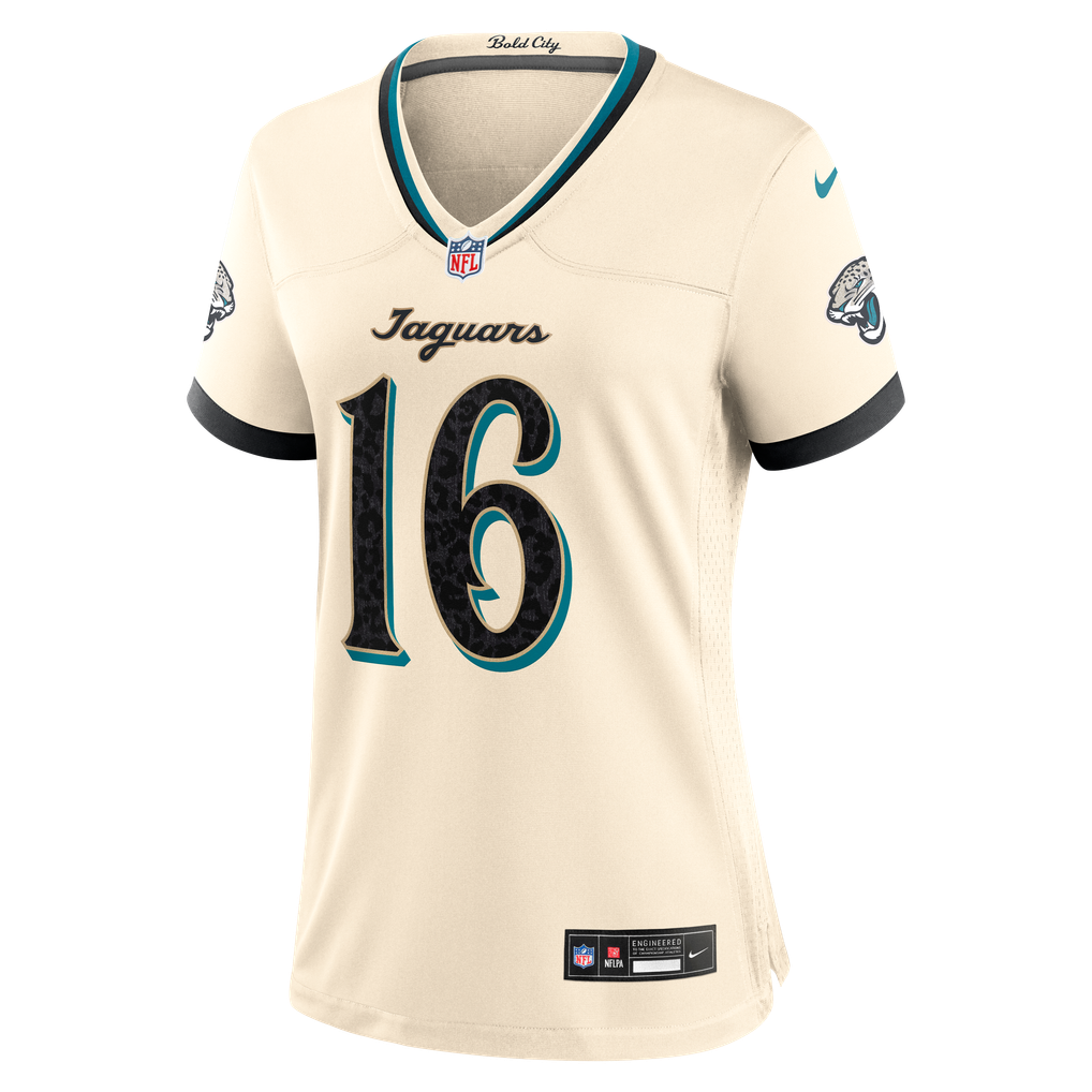 Women's Jacksonville Jaguars Trevor Lawrence Nike Natural 2026 Rivalries Collection Game Jersey - Image 3