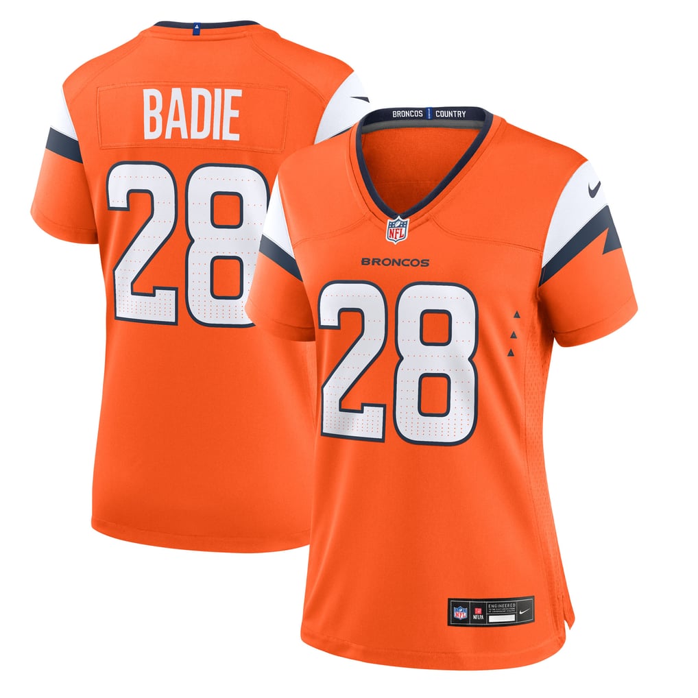 Women's Denver Broncos Tyler Badie Nike  Orange Team Game Jersey - Image 2