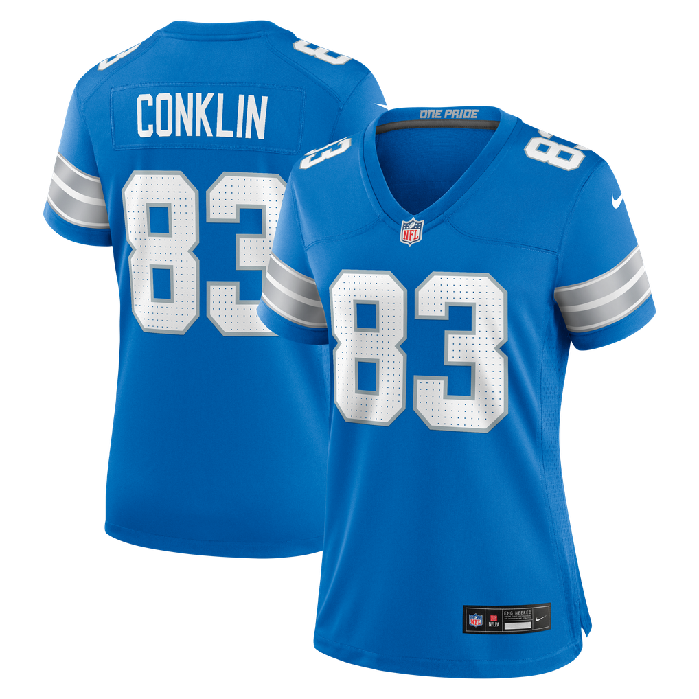 Women's Detroit Lions Tyler Conklin Nike  Blue Team Game Jersey - Image 2