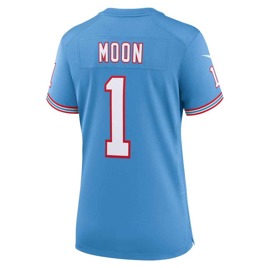 Women's Tennessee Titans Warren Moon Nike Light Blue Oilers Throwback Retired Player Game Jersey - Image 4