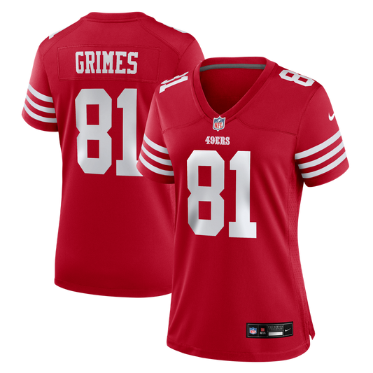 Women's San Francisco 49ers Wesley Grimes Nike Scarlet Team Game Jersey - Image 1